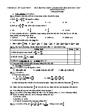 Đề kiểm tra chất lượng cuối năm môn Toán Lớp 6 - Năm học 2014-2015 - Phòng GD và ĐT Giao Thủy (Có đáp án)